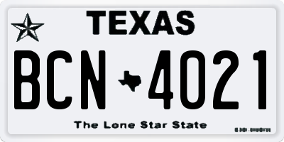 TX license plate BCN4021