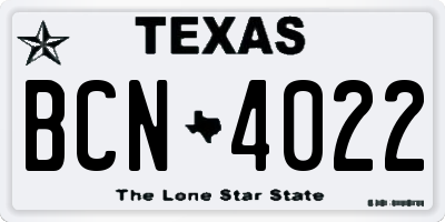 TX license plate BCN4022