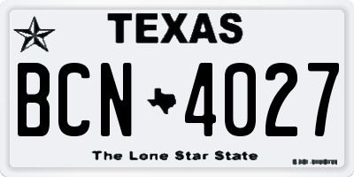 TX license plate BCN4027