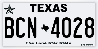 TX license plate BCN4028