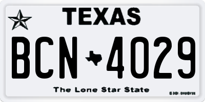 TX license plate BCN4029