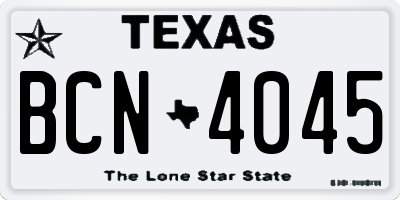 TX license plate BCN4045