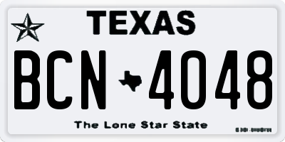 TX license plate BCN4048