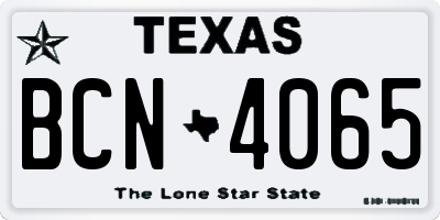 TX license plate BCN4065