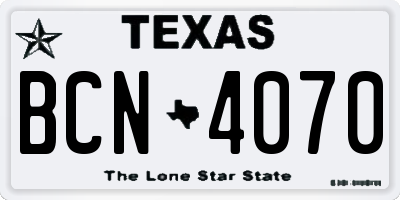 TX license plate BCN4070