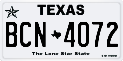 TX license plate BCN4072