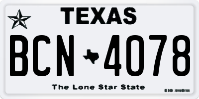 TX license plate BCN4078