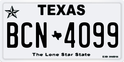 TX license plate BCN4099