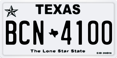 TX license plate BCN4100