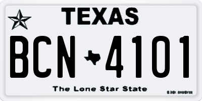 TX license plate BCN4101