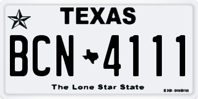 TX license plate BCN4111