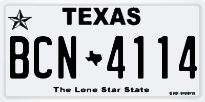 TX license plate BCN4114