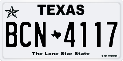 TX license plate BCN4117