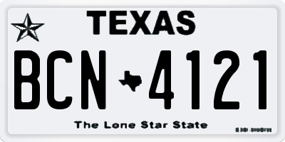 TX license plate BCN4121