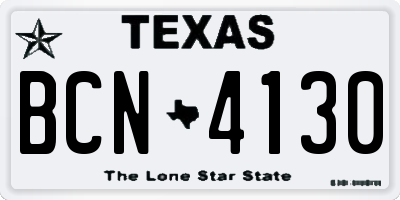 TX license plate BCN4130