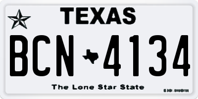 TX license plate BCN4134