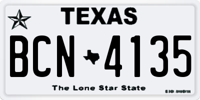 TX license plate BCN4135