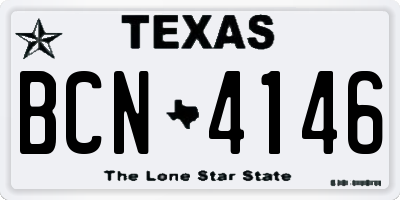 TX license plate BCN4146
