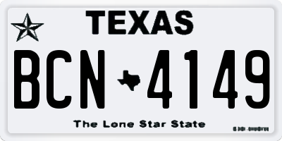 TX license plate BCN4149
