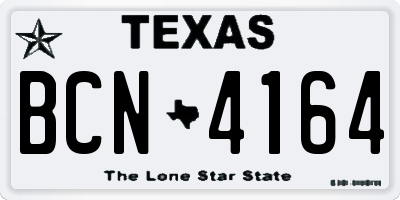 TX license plate BCN4164
