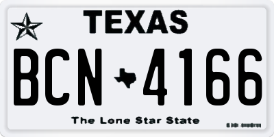 TX license plate BCN4166