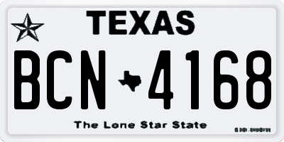 TX license plate BCN4168