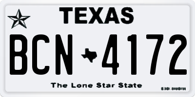 TX license plate BCN4172