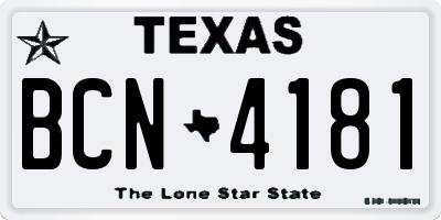 TX license plate BCN4181