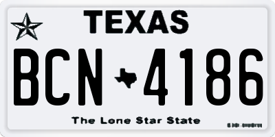 TX license plate BCN4186