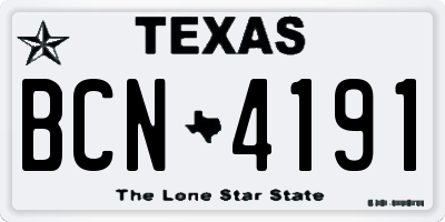 TX license plate BCN4191