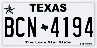 TX license plate BCN4194
