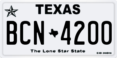 TX license plate BCN4200