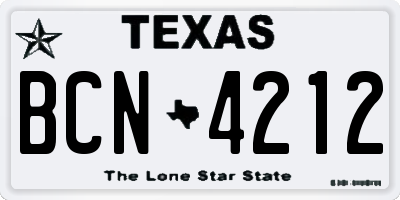 TX license plate BCN4212