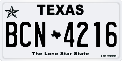 TX license plate BCN4216