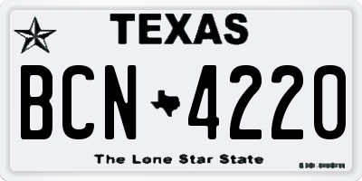 TX license plate BCN4220