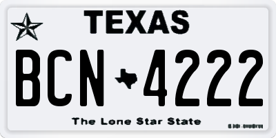 TX license plate BCN4222