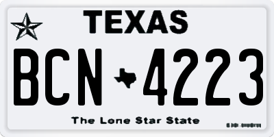 TX license plate BCN4223