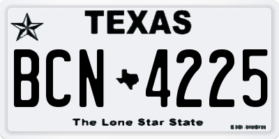 TX license plate BCN4225