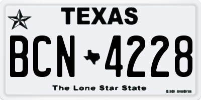 TX license plate BCN4228