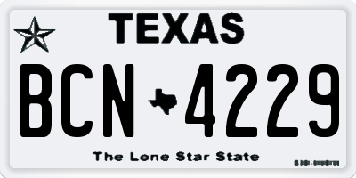 TX license plate BCN4229
