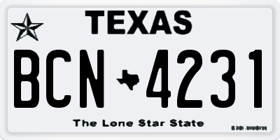 TX license plate BCN4231