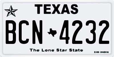 TX license plate BCN4232