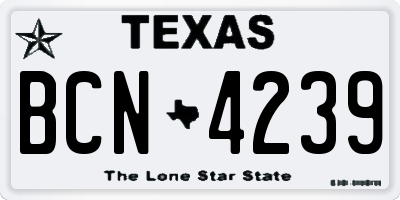 TX license plate BCN4239