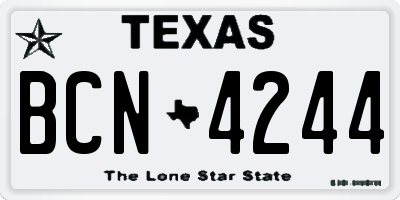 TX license plate BCN4244