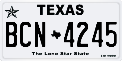 TX license plate BCN4245