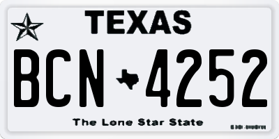 TX license plate BCN4252