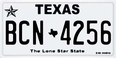 TX license plate BCN4256