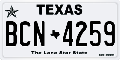TX license plate BCN4259