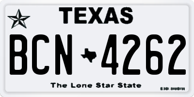 TX license plate BCN4262