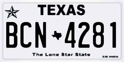 TX license plate BCN4281